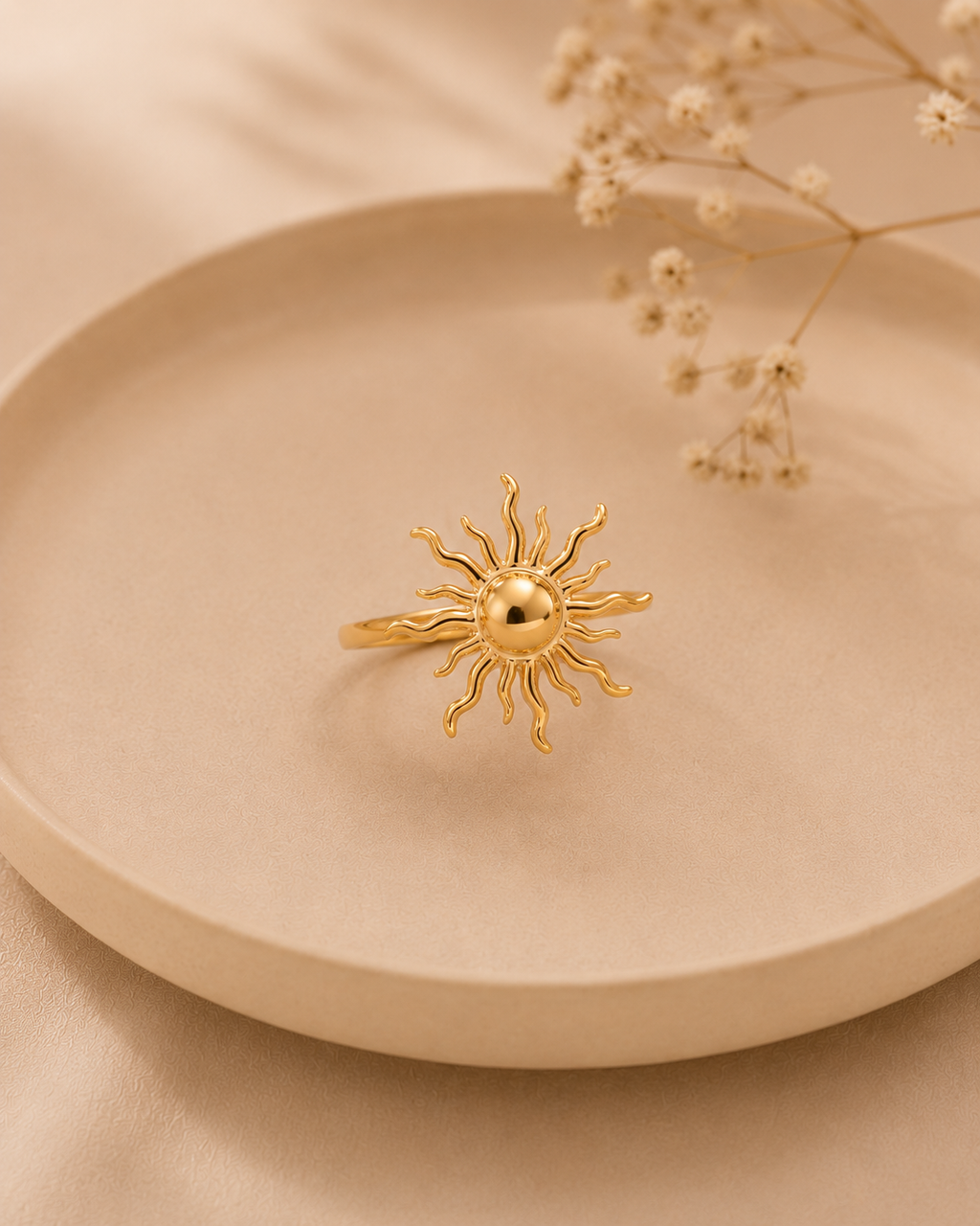 Adya Solarflare Gold-Plated Sun Statement Ring for Women