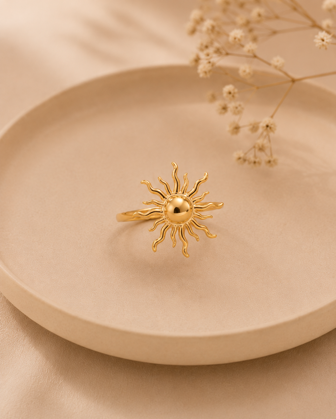 Adya Solarflare Gold-Plated Sun Statement Ring for Women