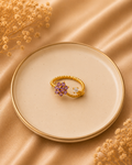Adya Starbloom Floral Adjustable Gold-Toned Ring for Women