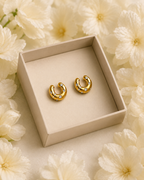 Gold-Toned Crystal Studded Chunky Hoop Earrings for Women | Statement Huggie Earrings