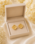 Gold-Toned Floral Statement Stud Earrings for Women | Vintage Flower Stud Earrings