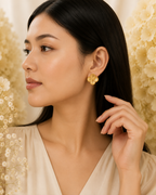 Gold-Toned Floral Statement Stud Earrings for Women | Vintage Flower Stud Earrings