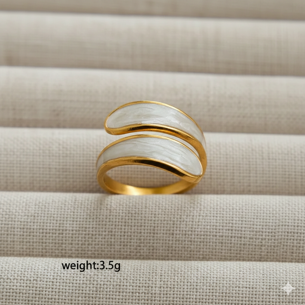 Adya Ivory Elegance Gold-Plated Statement Ring for Women