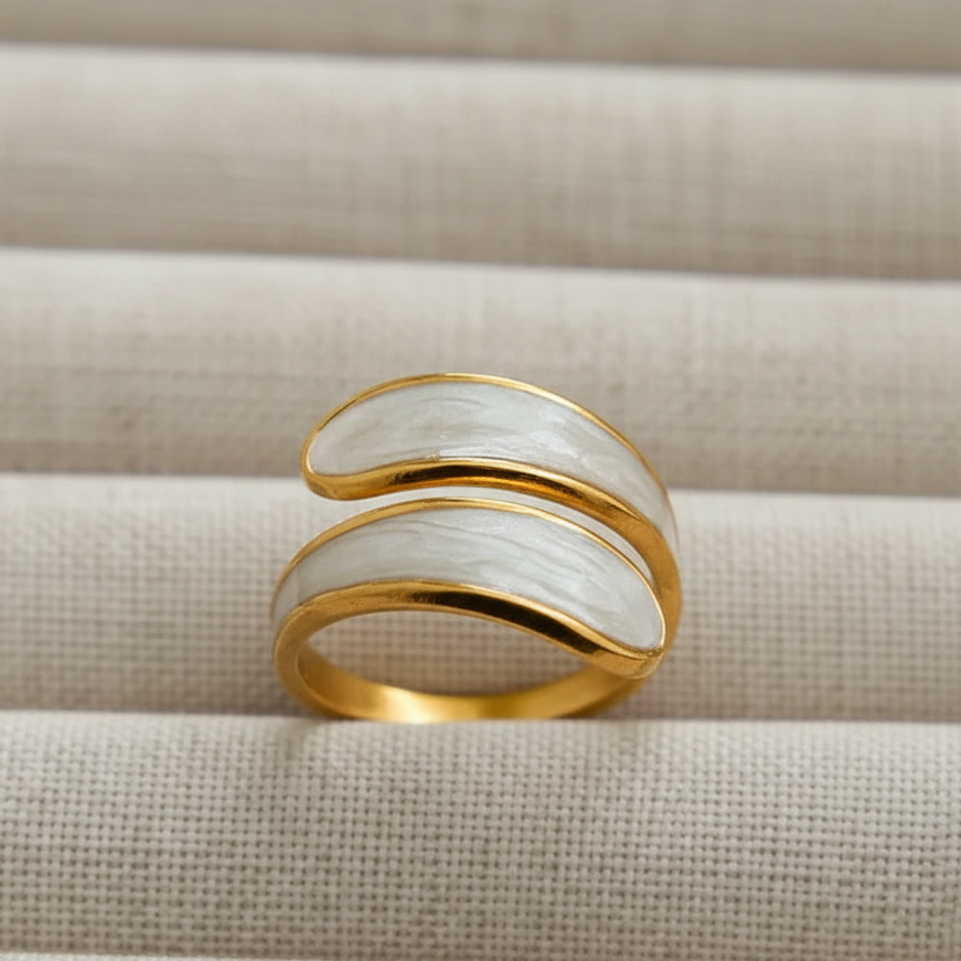 Adya Pearl Veil Gold-Plated Statement Ring for Women