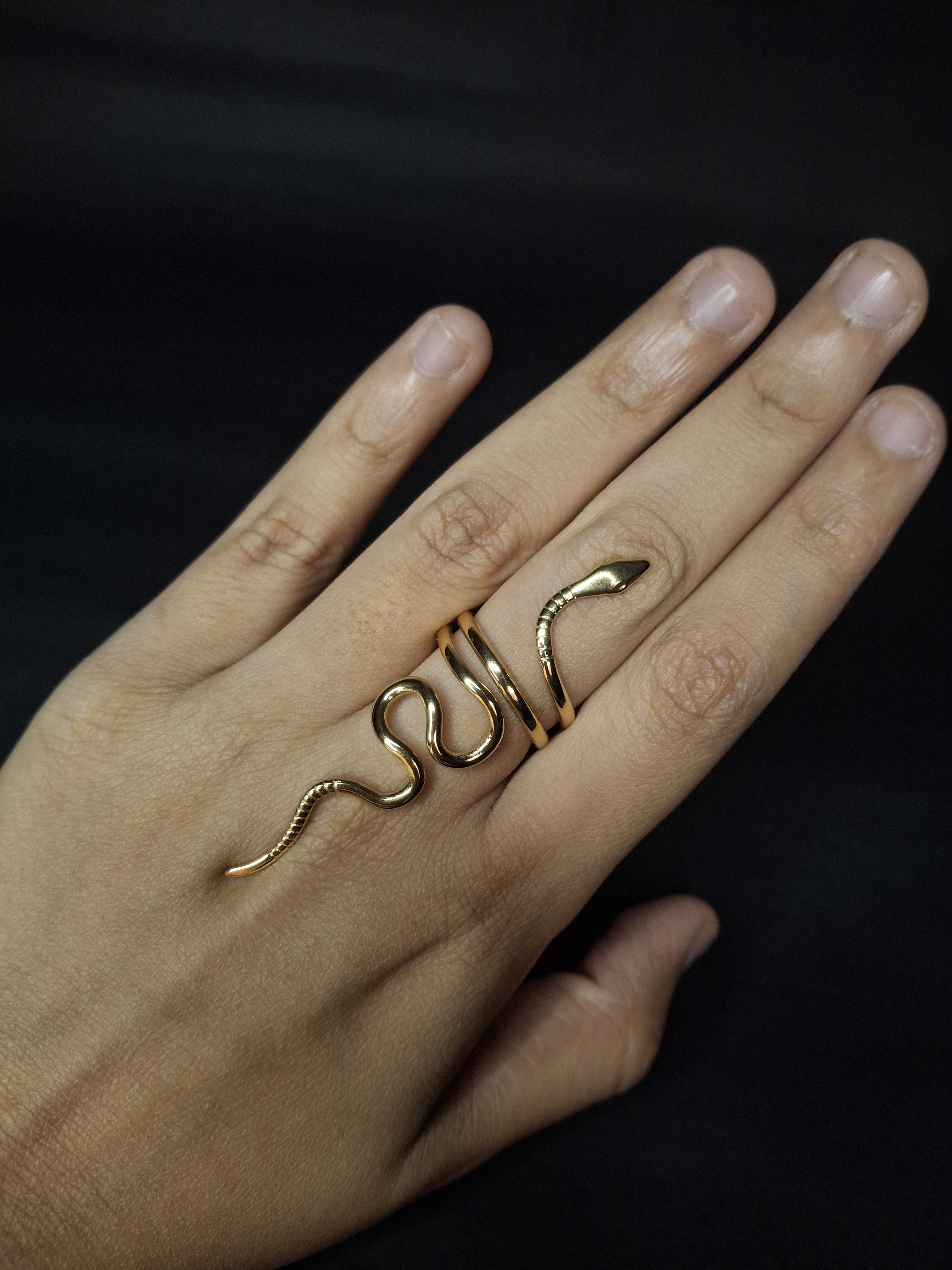 Adya Serpentine Gold-Plated Adjustable Snake Ring for Women