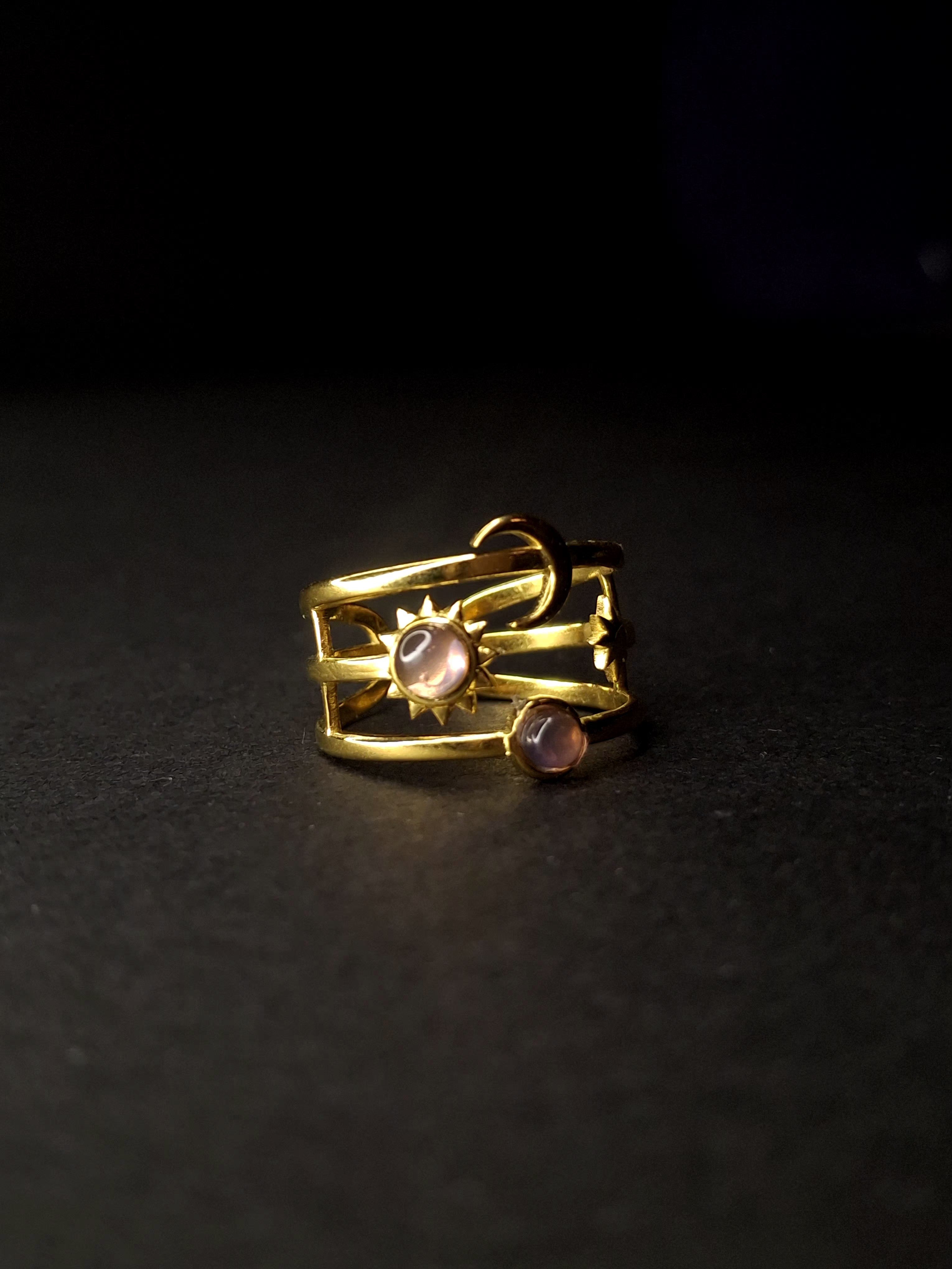 Adya Celestial Harmony Gold-Plated Adjustable Ring for Women