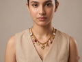 Gold-Toned Vintage Charm Necklace for Women | Multi-Charm Statement Chain Necklace