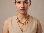 Gold-Toned Vintage Charm Necklace for Women | Multi-Charm Statement Chain Necklace