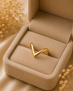 Adya Vertex Minimalist V-Shaped Gold-Toned Ring for Women