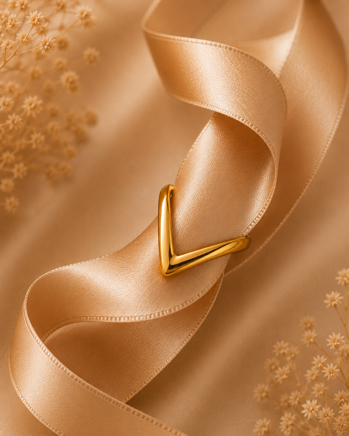 Adya Vertex Minimalist V-Shaped Gold-Toned Ring for Women