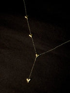 Gold-Toned Heart Lariat Necklace for Women | Minimal Layered Heart Drop Necklace