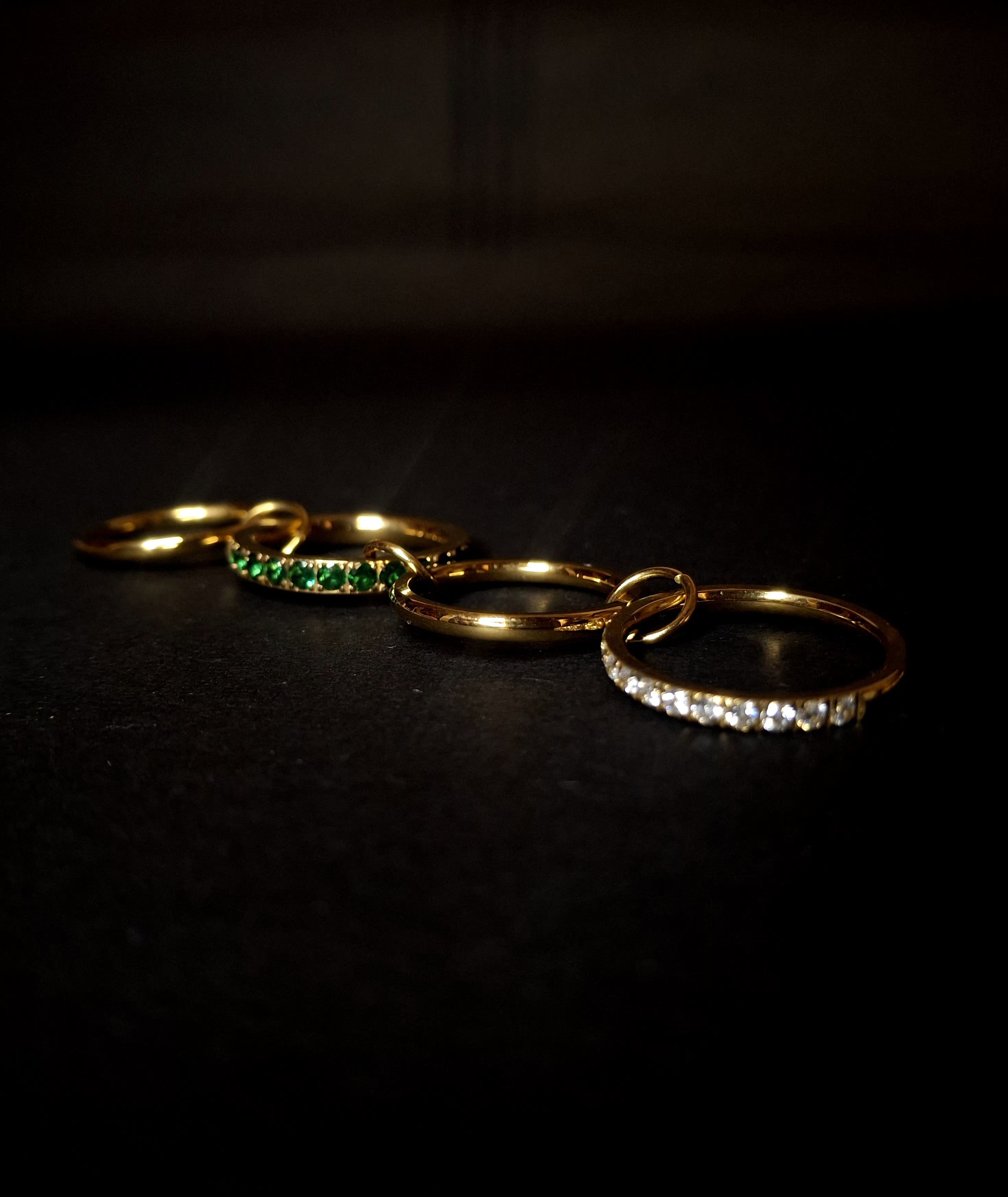 Adya Emerald Luxe Gold-Plated Stack Ring Set for Women