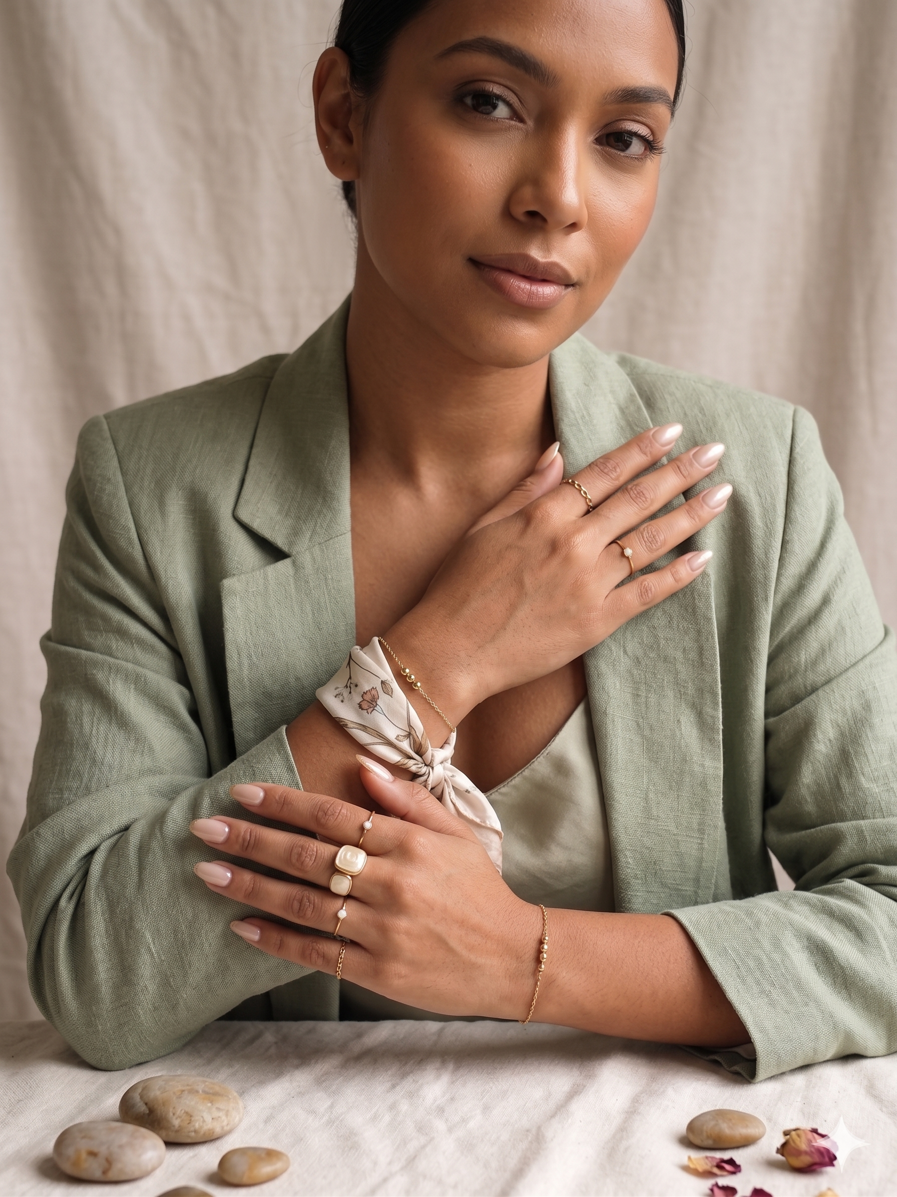 Adya Gold Pearl Dune Ring For Women