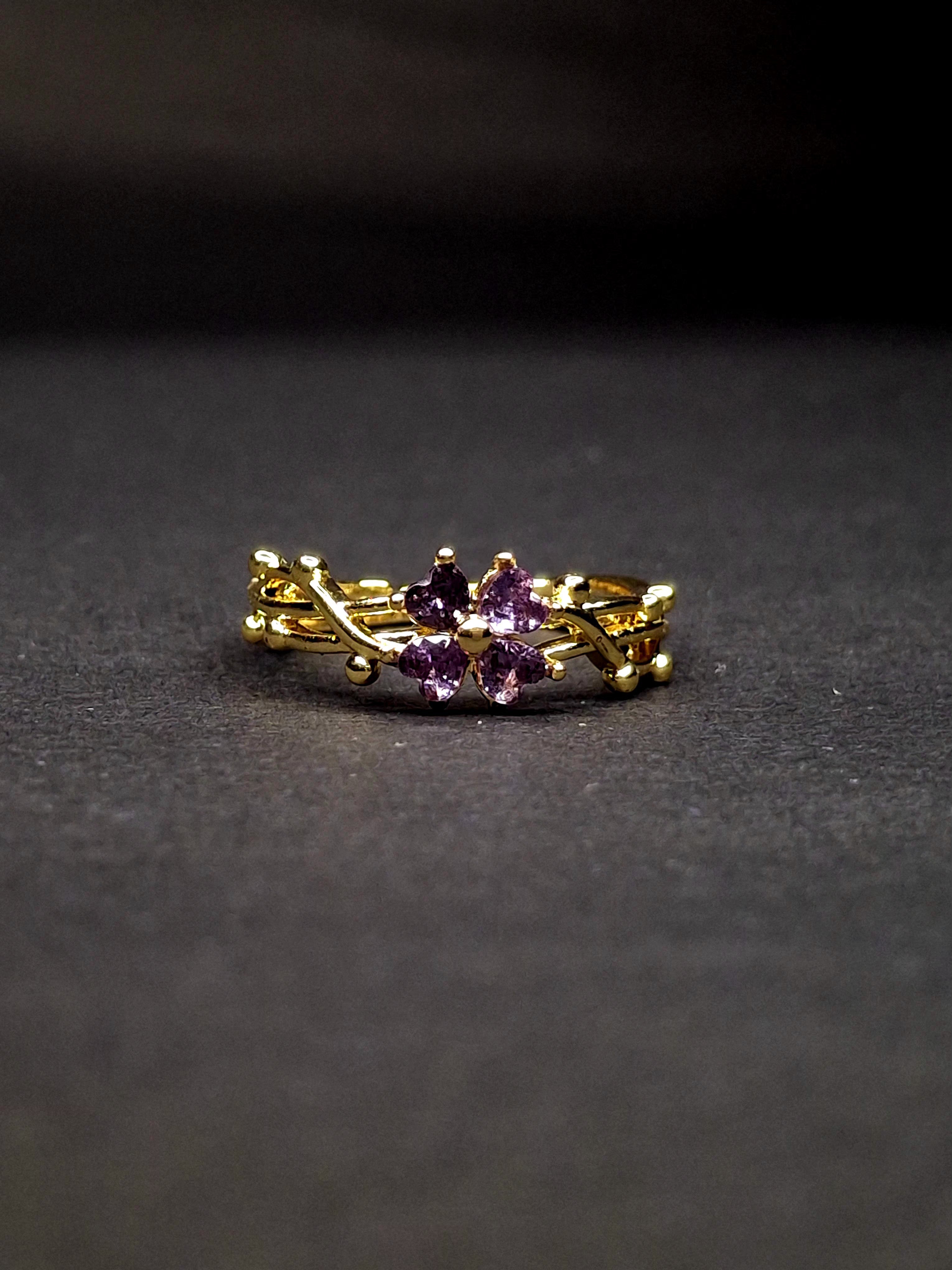 Adya Lilac Blossom Gold-Plated Floral Ring for Women