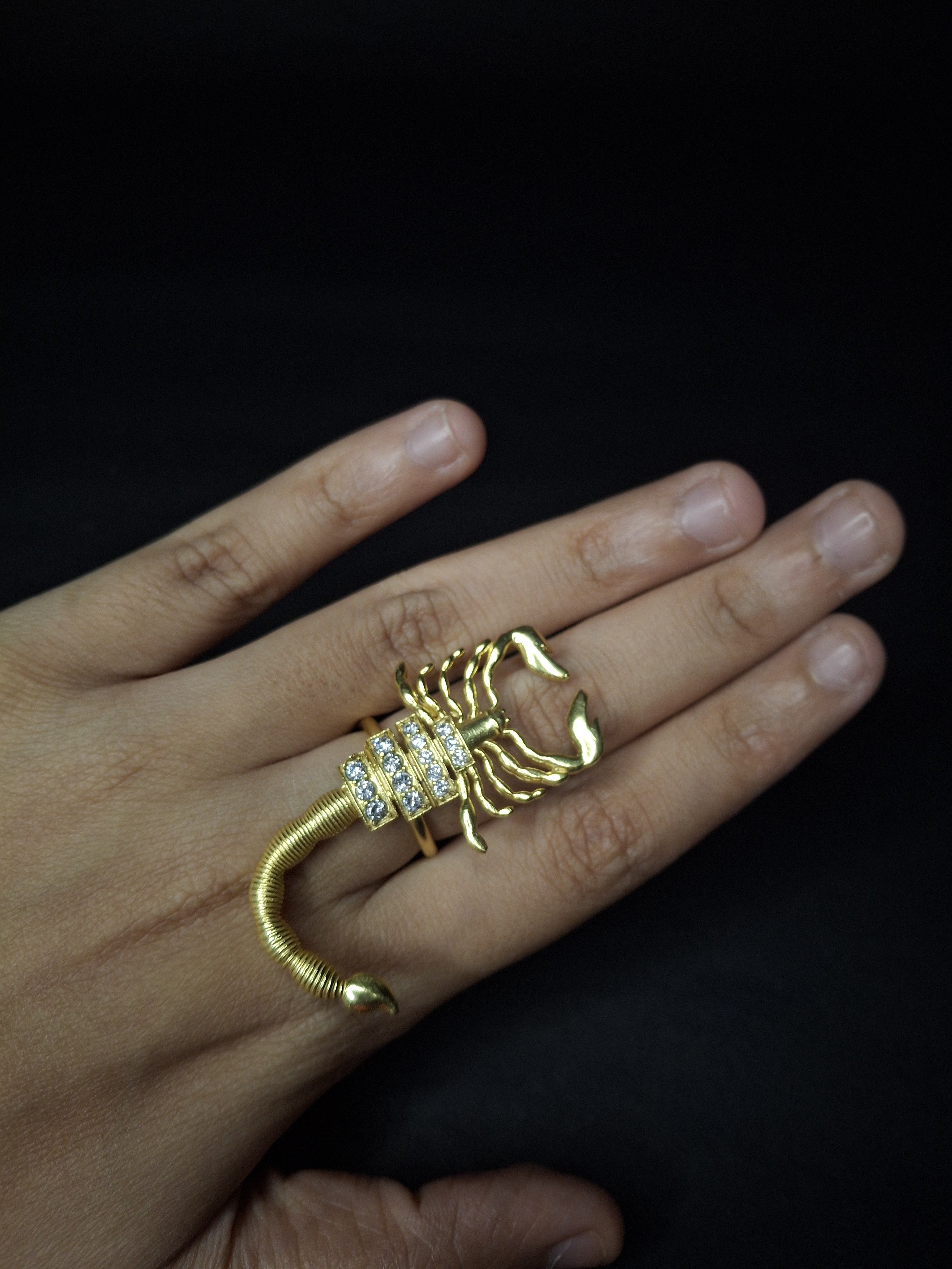 Adya Scorpio Gold-Plated Adjustable Statement Ring for Women