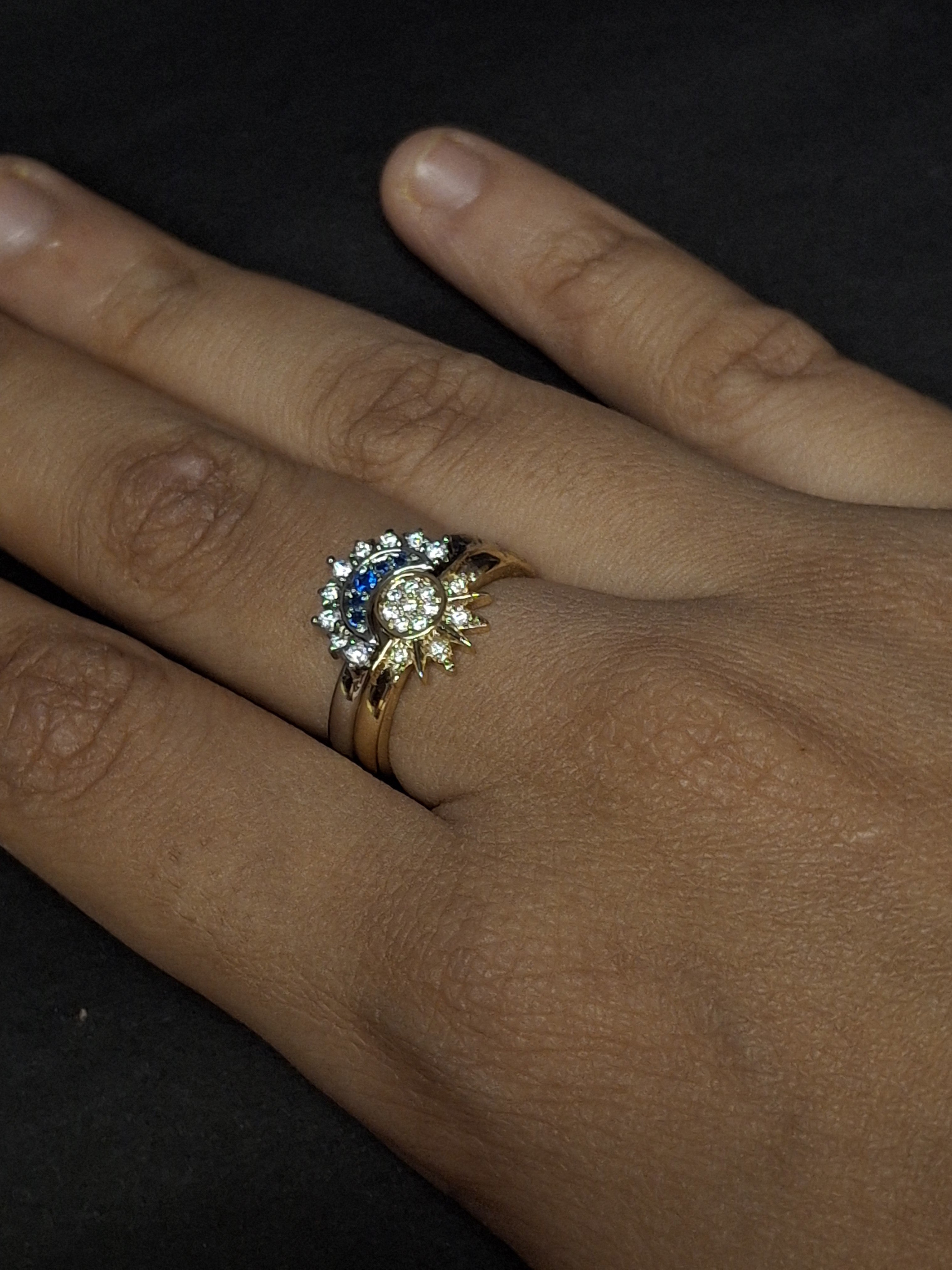 Adya Celestial Duo Sun & Moon Adjustable Ring Set for Women