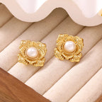 Adya Fleur Pearl Baroque Stud Earrings