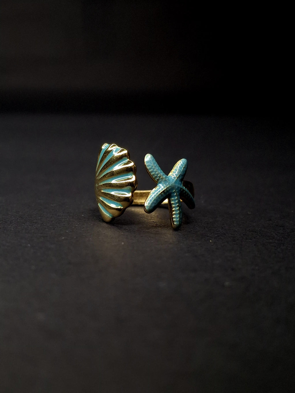 Adya Multicolor Aqua Shell Ring for Women