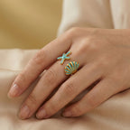 Adya Multicolor Aqua Shell Ring for Women