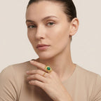 Adya Gold And Green Emerald Sunburst Ring For Women