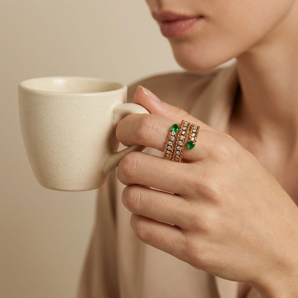 Adya Multicolor Jade Serpent Ring For Women