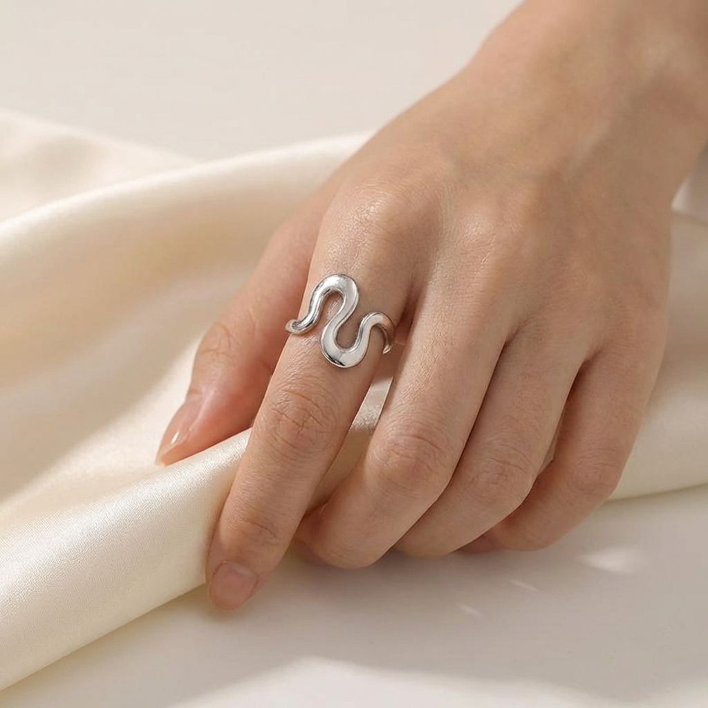Adya Silver Silver Current Ring For Women