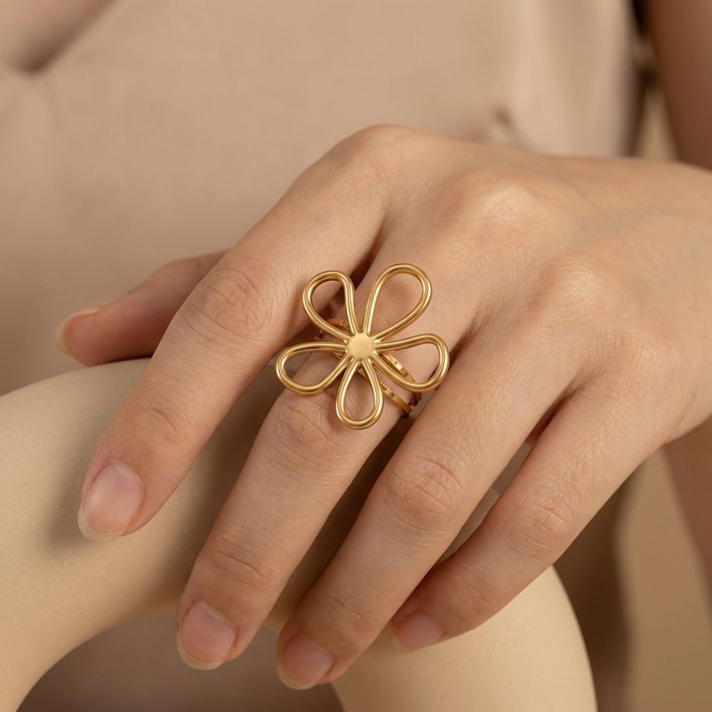 Adya Daisy Whirl Gold-Plated Floral Ring for Women