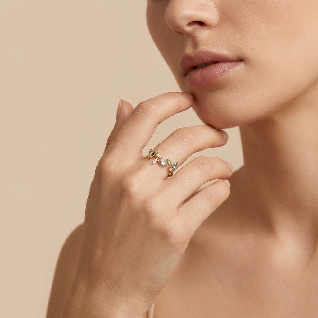 Adya Gold And Blue Azurevine Ring For Women