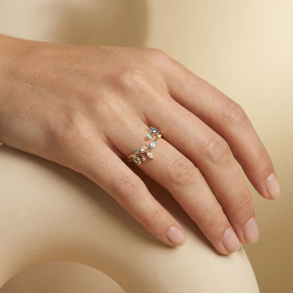 Adya Gold And Blue Azurevine Ring For Women
