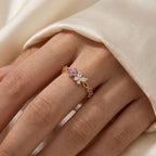 Adya Gold And Purple Petalwing Ring For Women