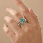 Adya Blue Azure Star Ring For Women