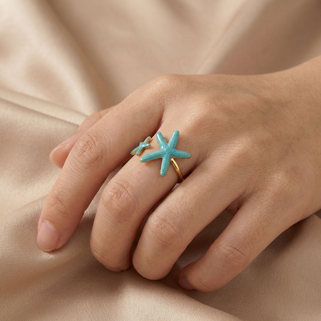 Adya Blue Azure Star Ring For Women