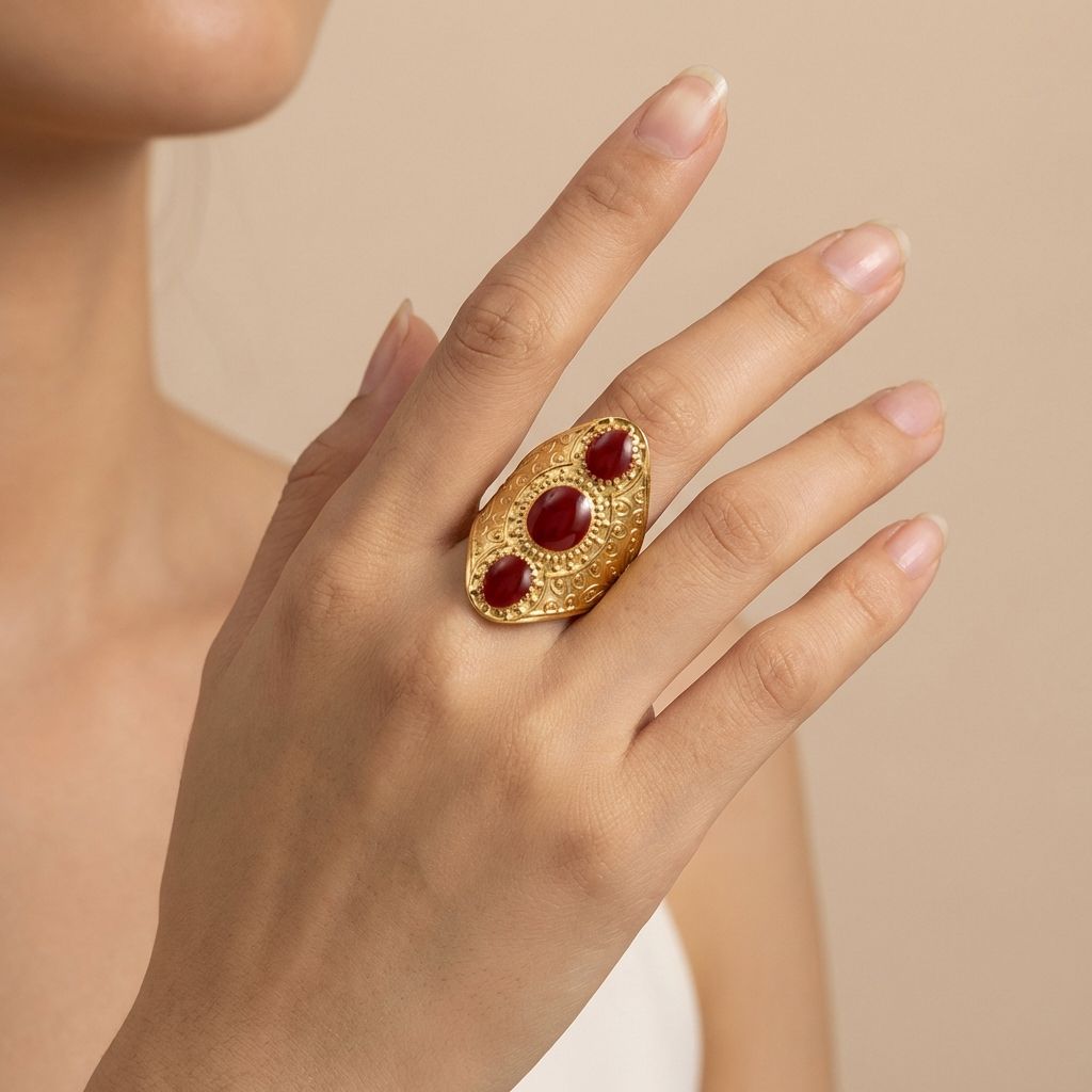 Adya Royale Crimson Heritage Statement Ring for Women