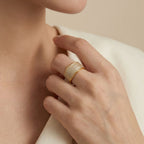 Adya Gold And White Pearlsilk Ring For Women