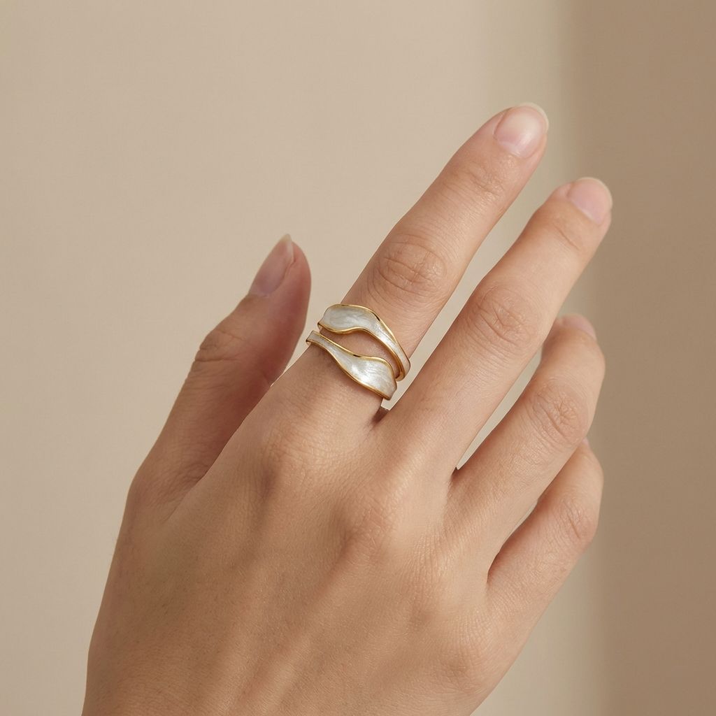 Adya Pearl Veil Gold-Plated Statement Ring for Women