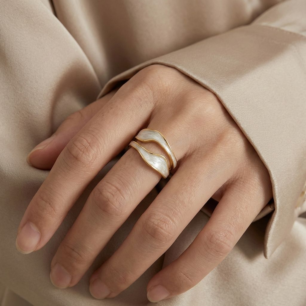 Adya Pearl Veil Gold-Plated Statement Ring for Women
