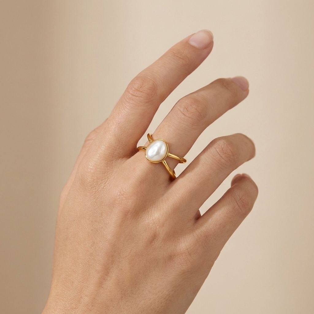 Adya Gold Moonpearl Ring For Women