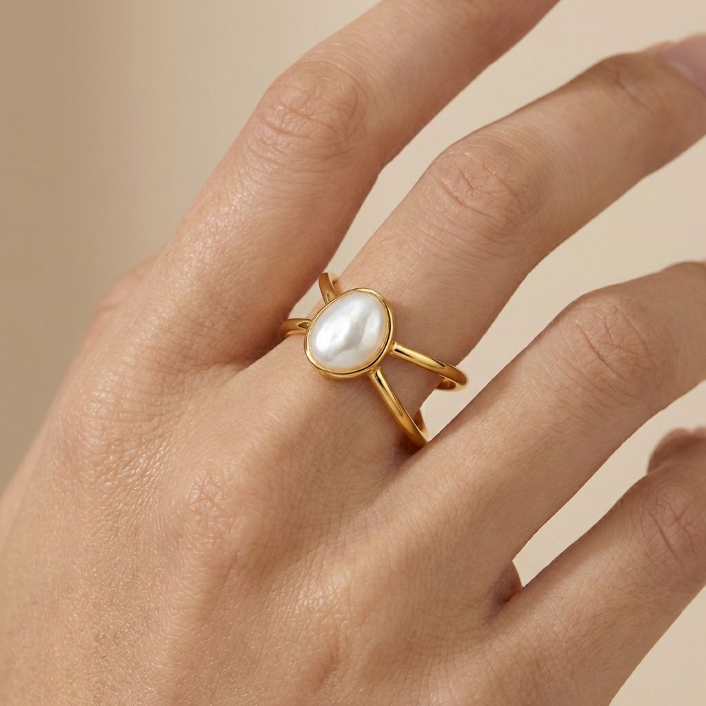 Adya Gold Moonpearl Ring For Women