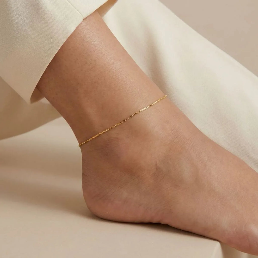 Classic Gold Snake Chain Anklet for Women | Minimalist Adjustable Gold-Toned Anklet