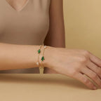 Gold-Toned Butterfly Crystal Bracelet for Women | Adjustable Double-Layer Chain Bracelet