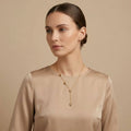 Gold-Toned Heart Lariat Necklace for Women | Minimal Layered Heart Drop Necklace