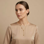 Gold-Toned Heart Lariat Necklace for Women | Minimal Layered Heart Drop Necklace