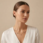 Gold-Toned Crystal Floral Charm Necklace for Women | Minimal Everyday Necklace