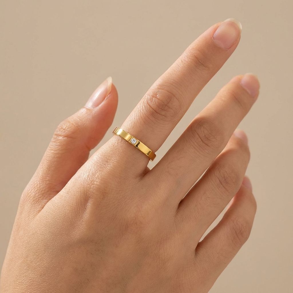 Adya Celestia Solitaire Gold-Plated Ring for Women