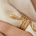 Adya Serpentine Gold-Plated Adjustable Snake Ring for Women