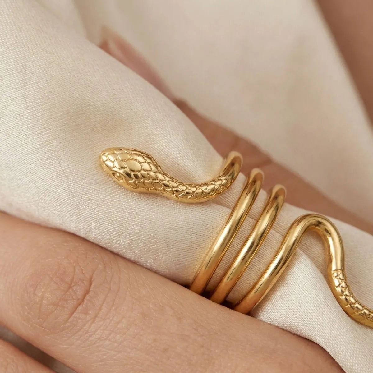 Adya Serpentine Gold-Plated Adjustable Snake Ring for Women