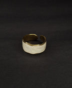 Adya Gold And White Pearlsilk Ring For Women
