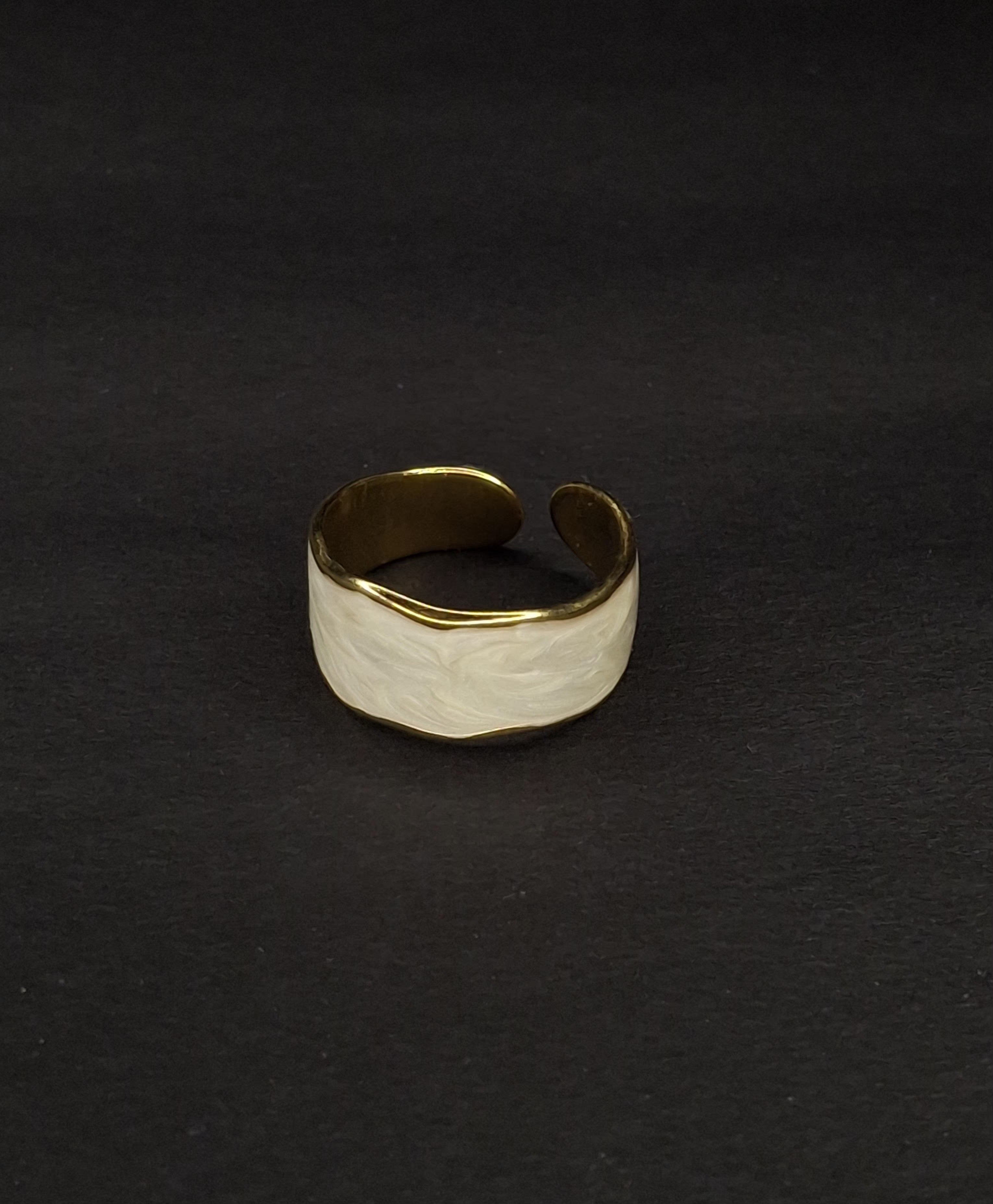 Adya Gold And White Pearlsilk Ring For Women